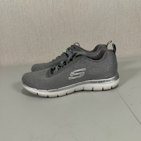Skechers Shoes - Skechers Men's Charcoal and Silver Sneakers